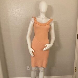 Moschino Cheap and Chic Ribbed Knit Sleeveless Body-Con Dress In Peach Size 6